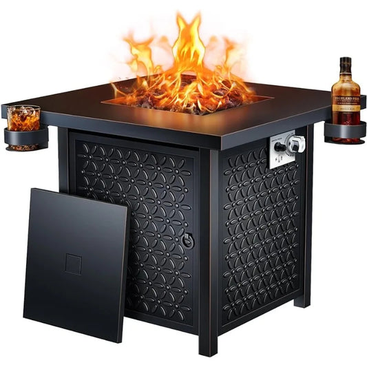 Propane Fire Pit Table with Two Cup Holders 28-inch - Cherylife.