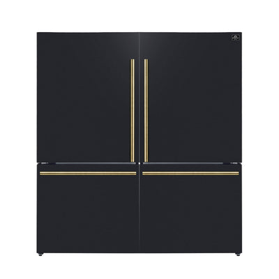Forno Milano 2-Piece 62-Inch Freestanding Dual Bottom Freezer Refrigerator in Black – 34.4 cu.ft, Touch Control, Ice Maker