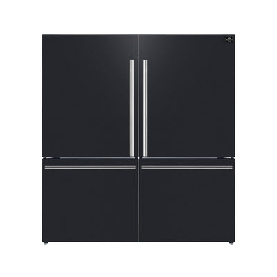 Forno Milano 2-Piece 62-Inch Freestanding Dual Bottom Freezer Refrigerator in Black – 34.4 cu.ft, Touch Control, Ice Maker