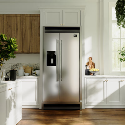 Forno Salerno 40-Inch Built-In Stainless Steel Refrigerator, 20 cu.ft, Decorative Grill, ENERGY STAR Certified