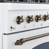 Forno Antico 36-Inch Freestanding Gas Range, White, Antique Brass Design, 6 Burners, Convection Oven, Energy Efficient