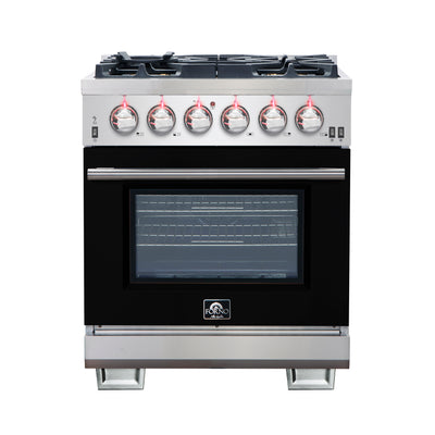 Forno Capriasca 30-Inch Freestanding Gas Range, 4 Burners, True Convection Oven