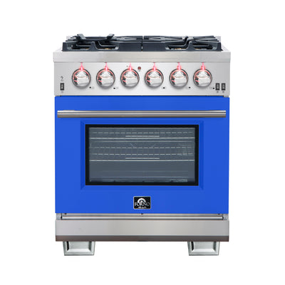 Forno Capriasca 30-Inch Freestanding Gas Range, 4 Burners, True Convection Oven