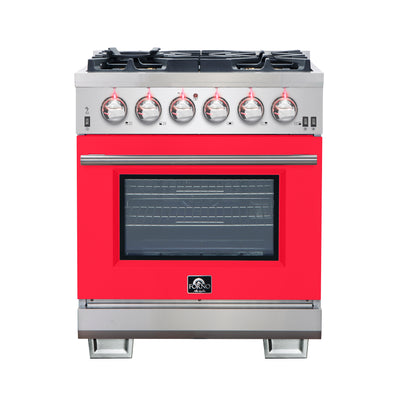 Forno Capriasca 30-Inch Freestanding Gas Range, 4 Burners, True Convection Oven