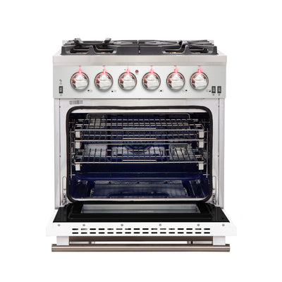 Forno Capriasca 30-Inch Freestanding Gas Range, 4 Burners, True Convection Oven