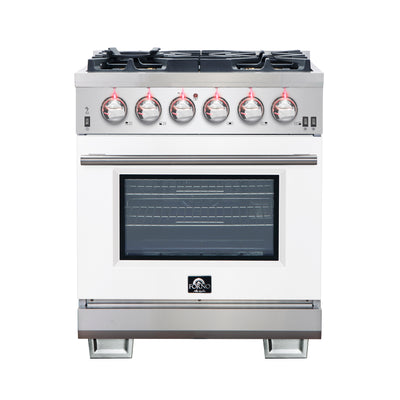 Forno Capriasca 30-Inch Freestanding Gas Range, 4 Burners, True Convection Oven
