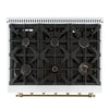 Forno Antico 36-Inch Freestanding Gas Range, White, Antique Brass Design, 6 Burners, Convection Oven, Energy Efficient