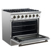 Forno Galiano 36-inch Freestanding Gas Range in White with Antique Brass Design, 6 Burners, 83,000 BTU, 5.36 cu.ft. Convection Oven