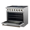 Forno Galiano 36-inch Freestanding Gas Range in White with Antique Brass Design, 6 Burners, 83,000 BTU, 5.36 cu.ft. Convection Oven