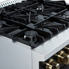 Marco 30-inch Gas Range Black & Antique Brass Design, 4 Burners 37,000 BTU, 4.32 cu.ft. Convection Oven