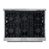 Marco 36-Inch Gas Range White & Antique Brass Design, 6 Burners 67,000 BTU, 5.36 cu.ft. Convection Oven