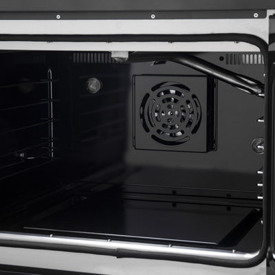 Forno Galiano 30-inch French Door Gas Range Black and Antique Brass Design, 5 Sealed Burners 68,000 BTU,4.32 cu.ft. Convection Oven