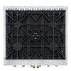 Forno Galiano 30-inch French Door Gas RangeWhite with Antique Brass Design, 5 Burners,68,000 BTU, 4.32 cu.ft. Convection Oven