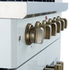 Forno Galiano 30-inch French Door Gas RangeWhite with Antique Brass Design, 5 Burners,68,000 BTU, 4.32 cu.ft. Convection Oven