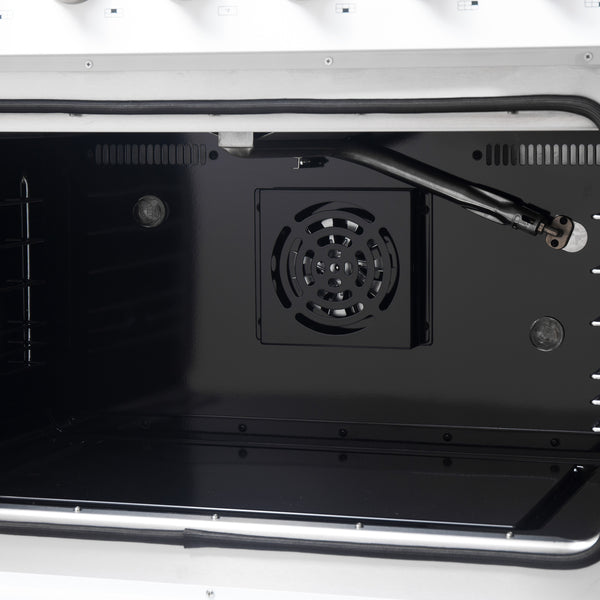 Forno Galiano 36-inch French Door Gas Range White and Antique Brass Design, 6 Sealed Burners 83,000 BTU, 5.36 cu.ft. Convection Oven