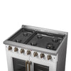 Forno Galiano 36-inch French Door Gas Range White and Antique Brass Design, 6 Sealed Burners 83,000 BTU, 5.36 cu.ft. Convection Oven
