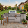 Cherylife S00043 NG 85-Inch 4-Burner 72,000 BTU Natural Gas Grill Island – Deluxe Outdoor Kitchen with Side Burner, Rotisserie, Granite Countertops, Sink/Faucet, Storage