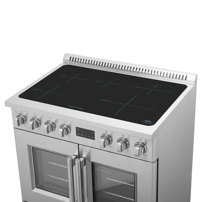 Forno Torino 36 Inch French Door Induction Range with Air Fryer and True Convection Oven
