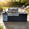 Cherylife NG 96-Inch 6-Burner 72,000 BTU Natural Gas Grill Island – Outdoor Kitchen with Wine Cooler, Refrigerator, Rotisserie, Stainless Steel Countertop & Storage