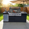 Cherylife NG 82-Inch 6-Burner 72,000 BTU Natural Gas Grill Island – Outdoor Kitchen with Wine Cooler, Refrigerator, Rotisserie, Stainless Steel Countertop & Storage
