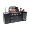 Cherylife S00006 NG 85-Inch 4-Burner 72,000 BTU Natural Gas Grill Island – Outdoor Kitchen with Refrigerator, Wine Cooler, Rotisserie, Granite Countertop & Sink