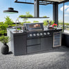 Cherylife 85-Inch 4-Burner 72,000 BTU Gas Grill Island – Outdoor Kitchen with Wine Cooler, Refrigerator, Rotisserie, Granite Countertops & Stainless Steel Sink