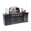 Cherylife 85-Inch 4-Burner 72,000 BTU Gas Grill Island – Outdoor Kitchen with Wine Cooler, Refrigerator, Rotisserie, Granite Countertops & Stainless Steel Sink