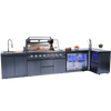 Cherylife 157-Inch 6-Burner 96,000 BTU Gas Grill Island – Outdoor Kitchen with Wine Cooler, Refrigerator, Rotisserie, Granite Countertops & Storage