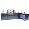 Cherylife 157-Inch 6-Burner 96,000 BTU Gas Grill Island – Outdoor Kitchen with Wine Cooler, Refrigerator, Rotisserie, Granite Countertops & Storage