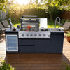 Cherylife NG 85-Inch 4-Burner 72,000 BTU Natural Gas Grill Island – Outdoor Kitchen with Wine Cooler, Refrigerator, Rotisserie, Stainless Steel Countertop & Storage