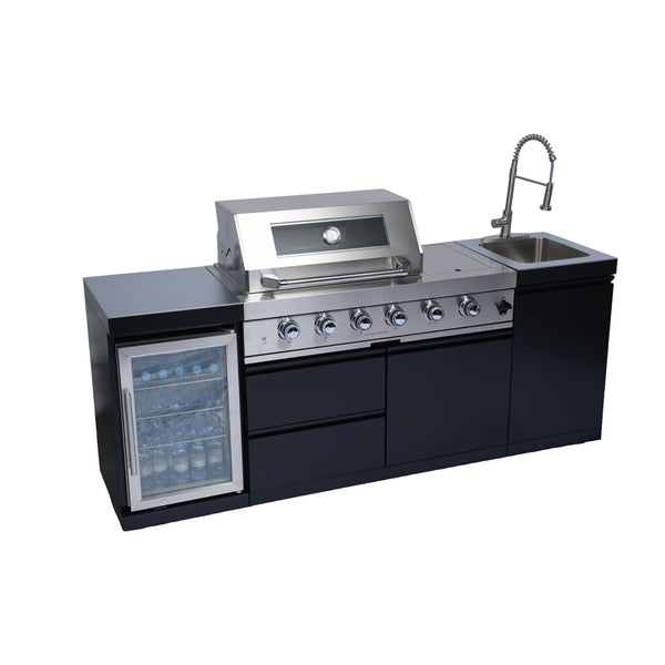 Cherylife NG 85-Inch 4-Burner 72,000 BTU Natural Gas Grill Island – Outdoor Kitchen with Wine Cooler, Refrigerator, Rotisserie, Stainless Steel Countertop & Storage
