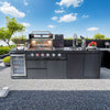 Cherylife NG 85-Inch 4-Burner 72,000 BTU Natural Gas Grill Island – Outdoor Kitchen with Wine Cooler, Compact Refrigerator, Rotisserie, Granite Countertop & Sink