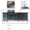 Cherylife NG 85-Inch 4-Burner 72,000 BTU Natural Gas Grill Island – Outdoor Kitchen with Wine Cooler, Compact Refrigerator, Rotisserie, Granite Countertop & Sink