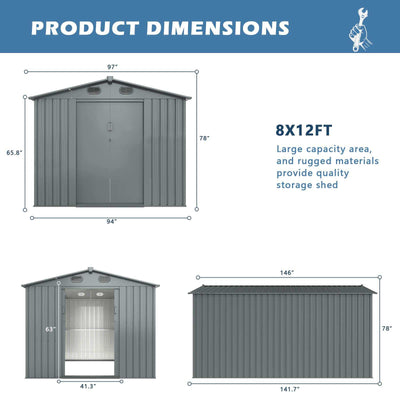 Metal Storage Shed 8'x12'
