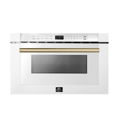 Forno Capoliveri Espresso 24-Inch Microwave Drawer, White, 1.2 cu.ft, 1000 Watts, Built-In, Touch Control LCD Display, Auto-Touch Open/Close, 11 Power Levels, Sensor Cooking