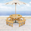 Natural Wooden Round Picnic Table For 8 person 014