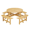 Natural Wooden Round Picnic Table For 8 person 01