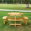 Natural Wooden Round Picnic Table For 8 person 02