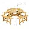 Natural Wooden Round Picnic Table For 8 person 06