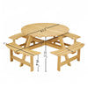 Natural Wooden Round Picnic Table For 8 person 07