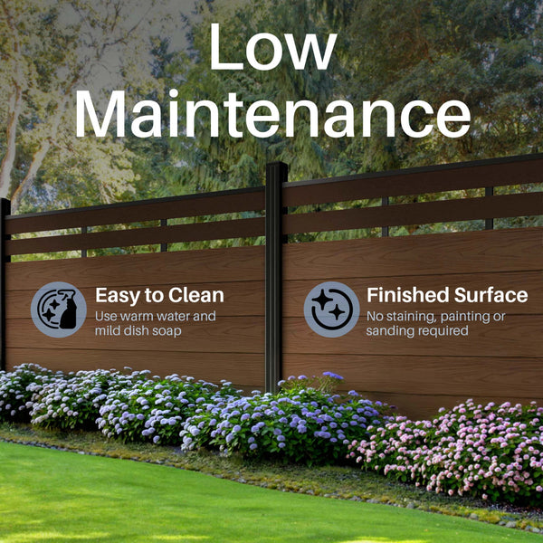 CheryLife 6’ x 4’ Composite Semi-Private Fence - Brown - Charlotte Series