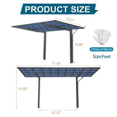 Outdoor Carport, Single Carport Aluminum Metal Frame