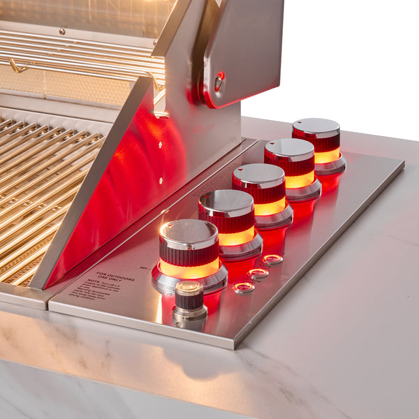 Forno Rimini Outdoor Kitchen: 30" BBQ 62,600 BTU, 4.8 cu.ft. Refrigerators, White Countertops
