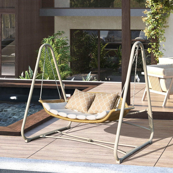 Outdoor Patio Porch Swing, 2-Seat Hanging Swing Chair