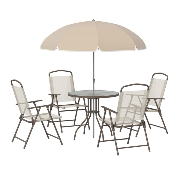 Outsunny 6 Piece Patio Dining Set for 4 with Umbrella
