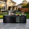 Cherylife SC2430A 115-Inch 6-Burner 85,000 BTU Gas Grill Island with 18" Kamado Charcoal Grill – Outdoor Kitchen with Wine Cooler, Refrigerator, Rotisserie, Granite Countertops & Storage