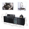 Cherylife SC2430A 115-Inch 6-Burner 85,000 BTU Gas Grill Island with 18" Kamado Charcoal Grill – Outdoor Kitchen with Wine Cooler, Refrigerator, Rotisserie, Granite Countertops & Storage