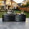 Cherylife SC2430A 118-Inch 72,000 BTU Gas Grill Island with 18" Kamado Charcoal Grill – Outdoor Kitchen with Wine Cooler, Refrigerator, Rotisserie, Granite Countertops & Storage