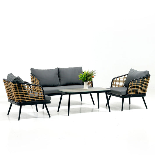 Patio Furniture Set, 4 Piece PE Rattan Wicker Outdoor Furniture