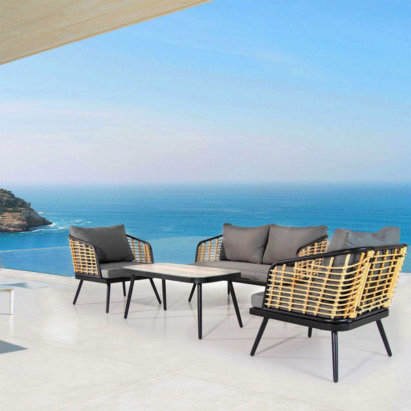 Patio Furniture Set, 4 Piece PE Rattan Wicker Outdoor Furniture